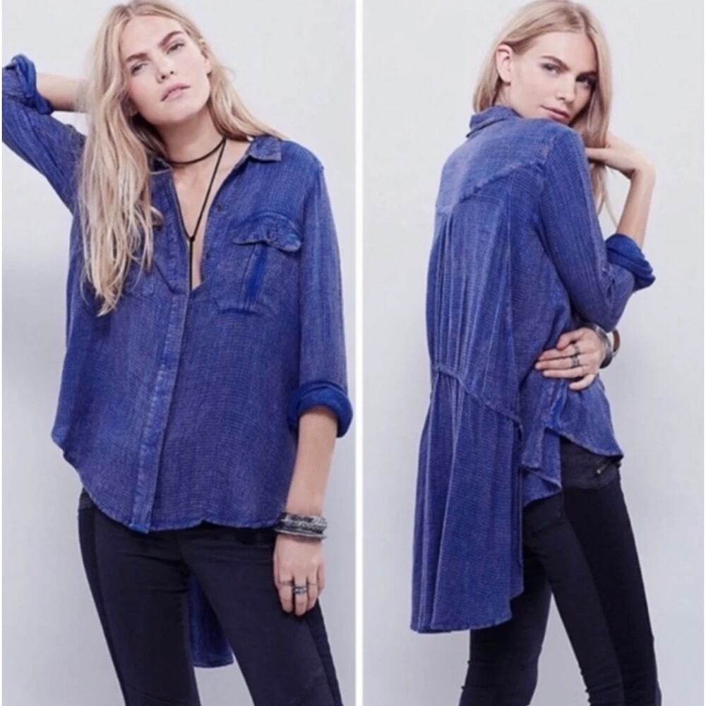 Free People One of the Guys Oversized Waffleknit Top Womens‎ Small READ